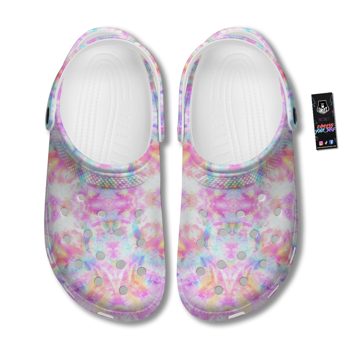Kaleidoscope Tie Dye Pastel Print Pattern Clog-grizzshop