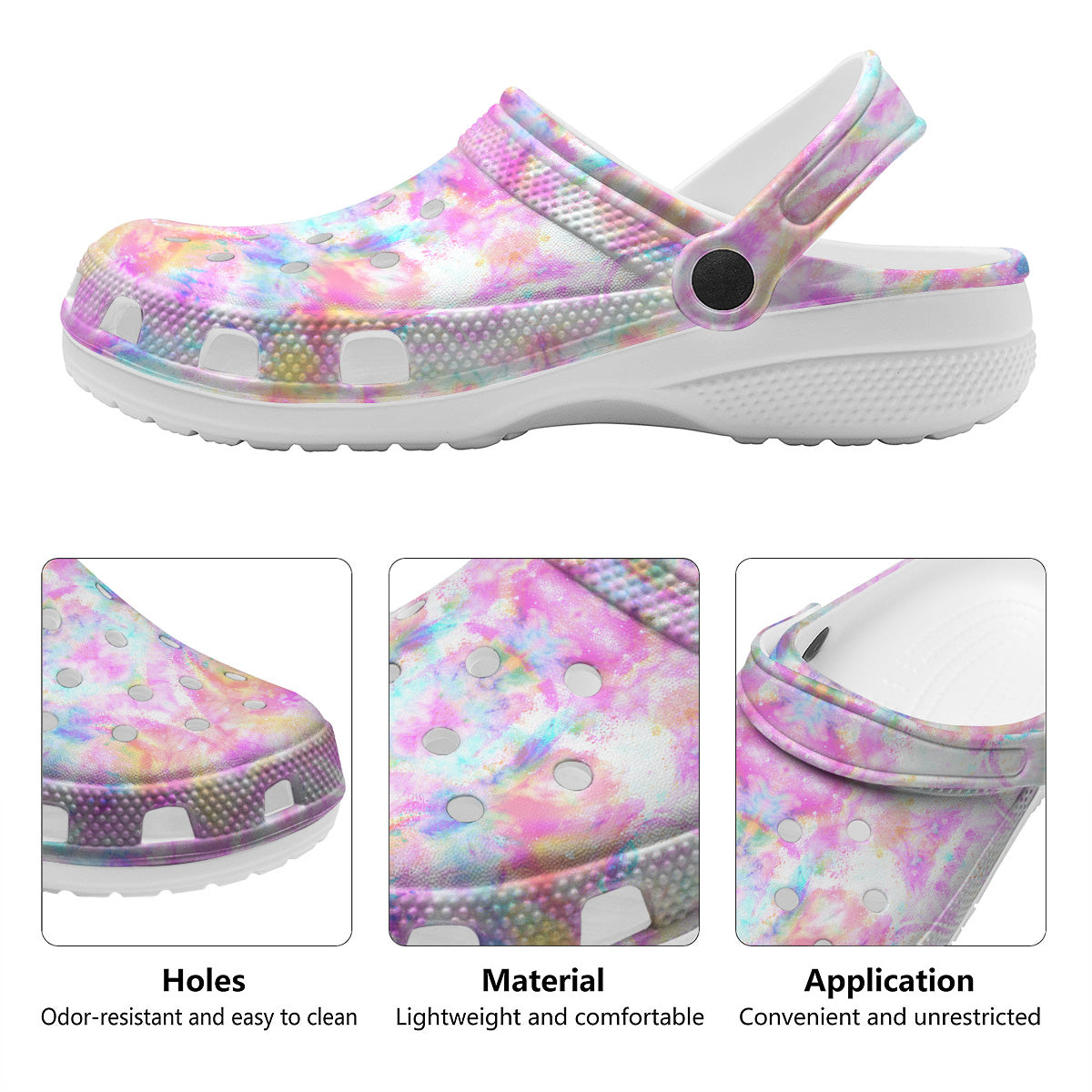 Kaleidoscope Tie Dye Pastel Print Pattern Clog-grizzshop