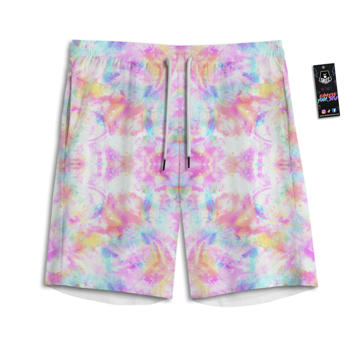 Kaleidoscope Tie Dye Pastel Print Pattern Men's Athletic Shorts