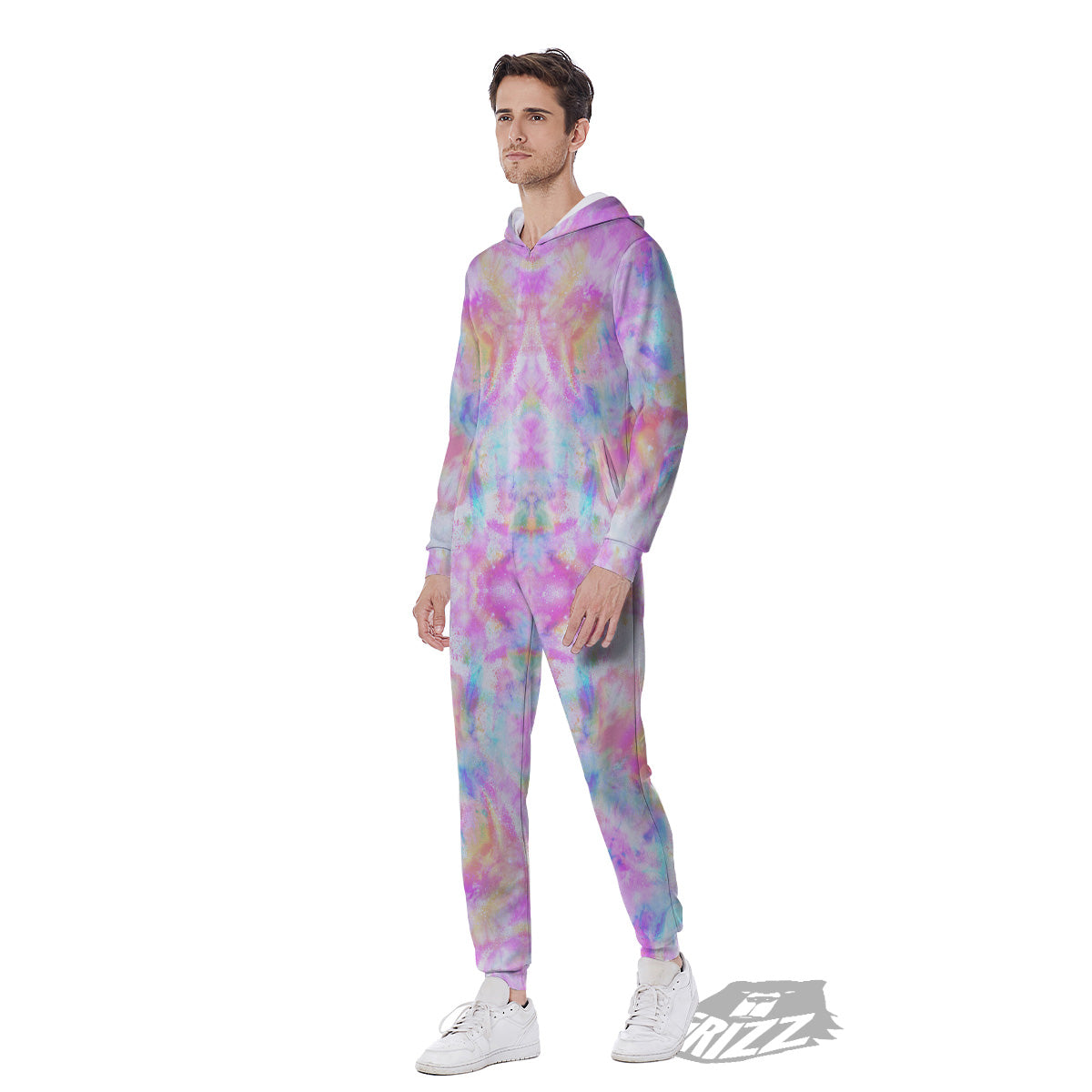 Kaleidoscope Tie Dye Pastel Print Pattern Men's Jumpsuit-grizzshop