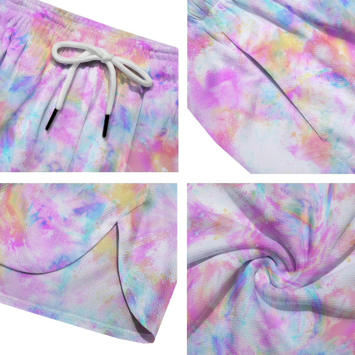 Kaleidoscope Tie Dye Pastel Print Pattern Men's Running Shorts-grizzshop