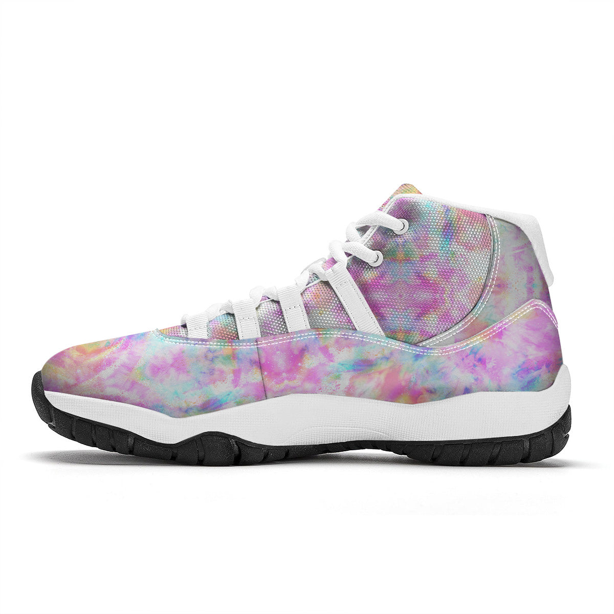 Kaleidoscope Tie Dye Pastel Print Pattern White Bball Shoes-grizzshop
