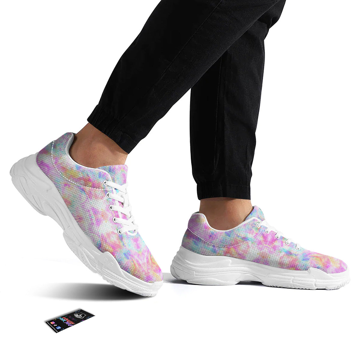 Kaleidoscope Tie Dye Pastel Print Pattern White Chunky Shoes-grizzshop
