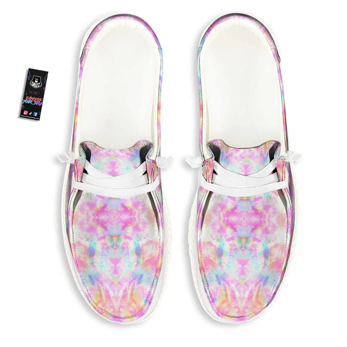 Kaleidoscope Tie Dye Pastel Print Pattern White Loafers-grizzshop