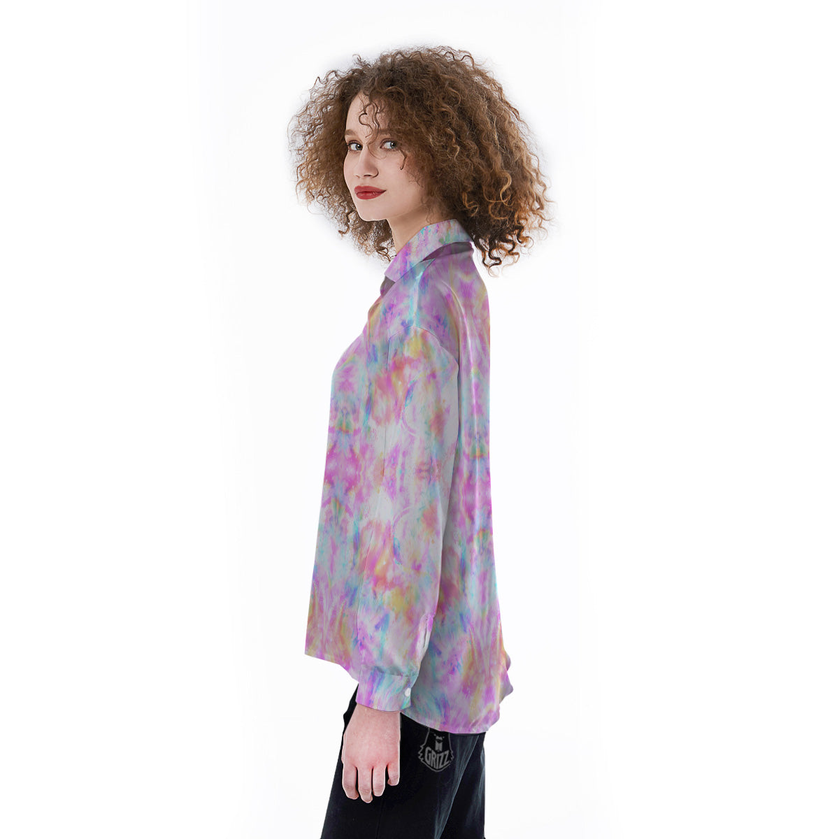 Kaleidoscope Tie Dye Pastel Print Pattern Women's Long Sleeve Shirts-grizzshop