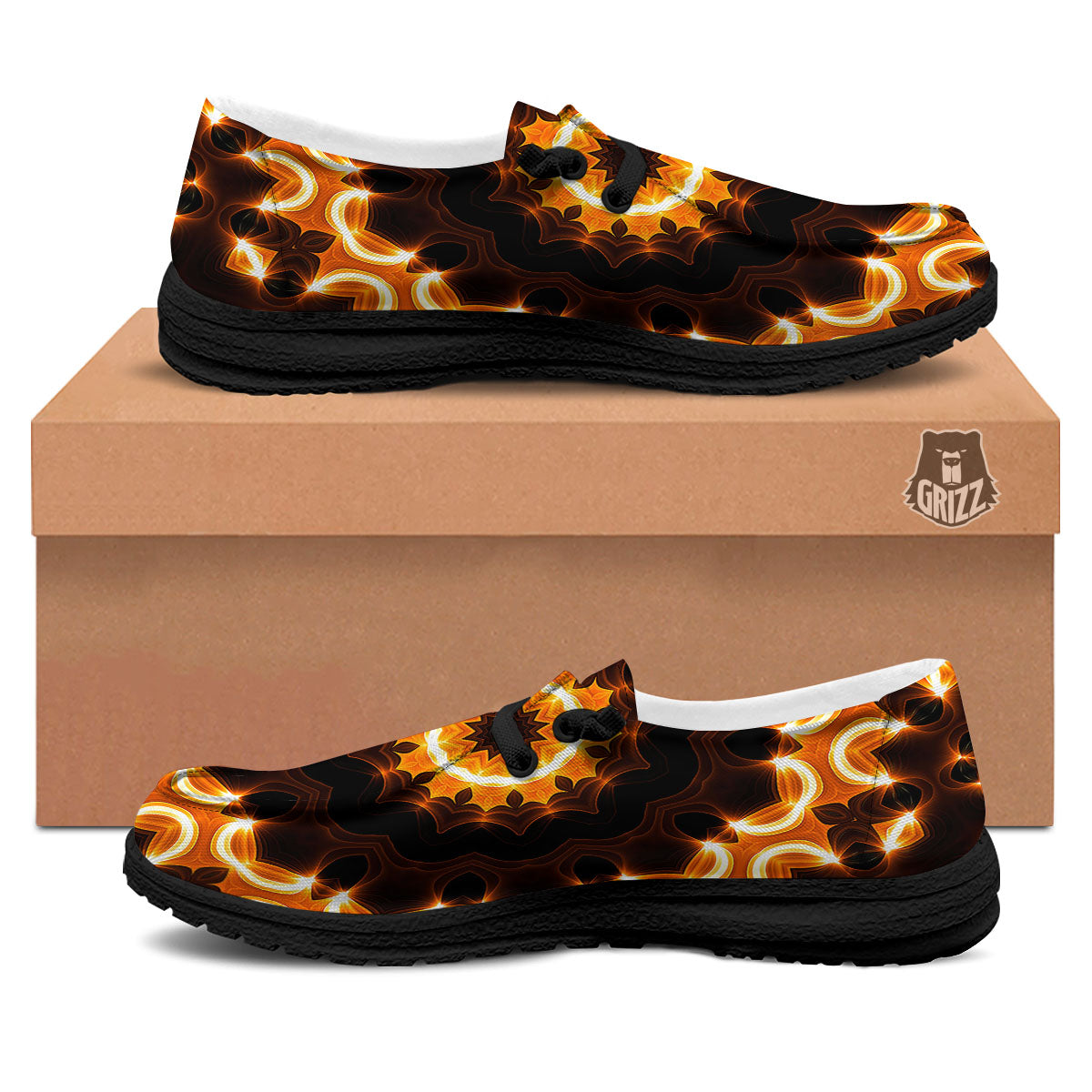 Kaleidoscope Vintage Print Black Loafers-grizzshop