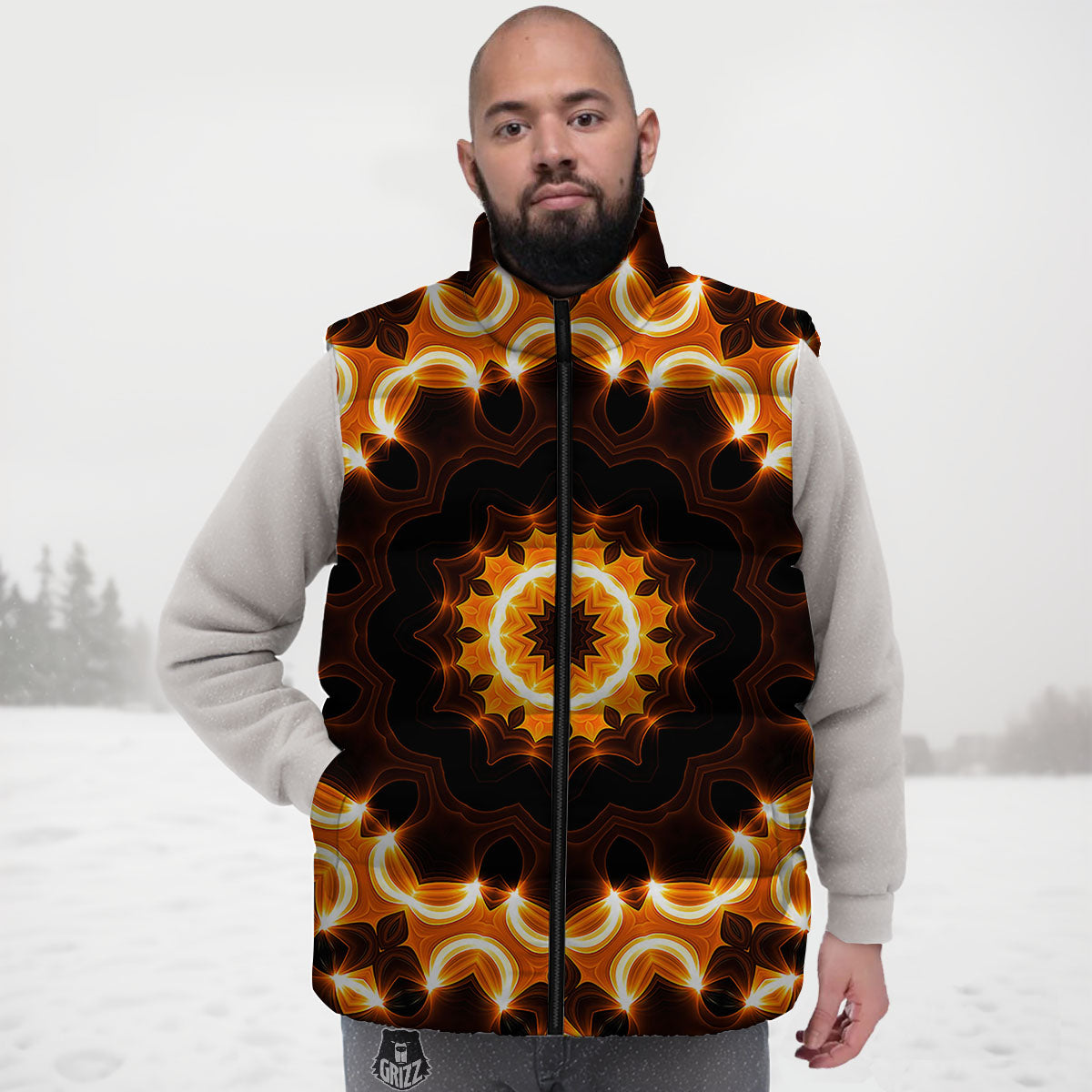 Kaleidoscope Vintage Print Down Vest