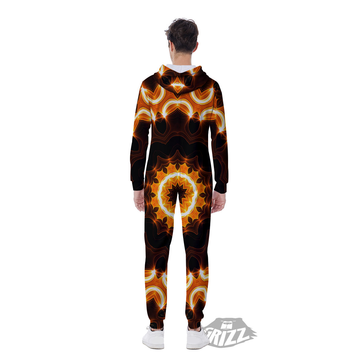 Kaleidoscope Vintage Print Men's Jumpsuit-grizzshop