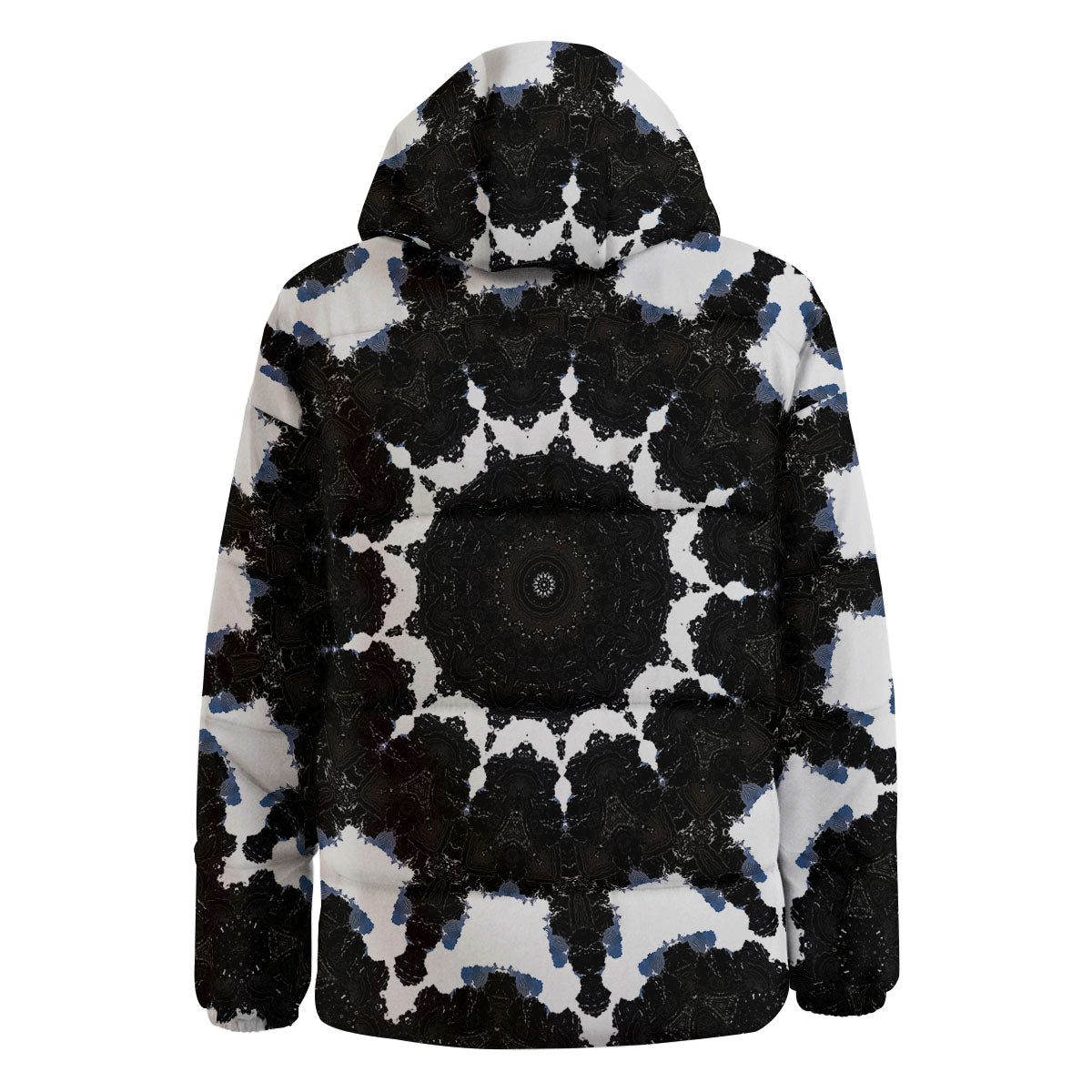 Kaleidoscope White And Black Print Down Jacket-grizzshop
