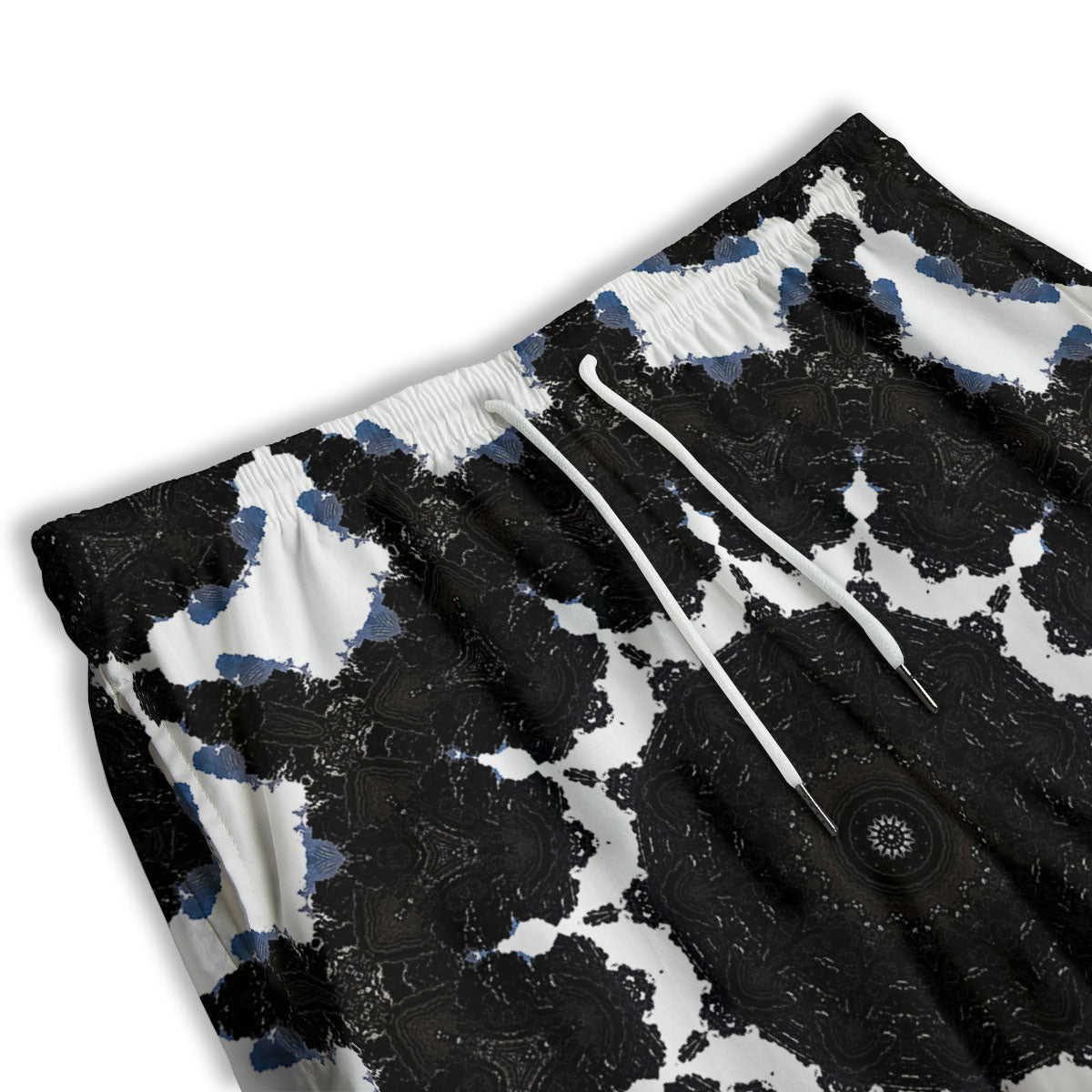 Kaleidoscope White And Black Print Men's Athletic Shorts