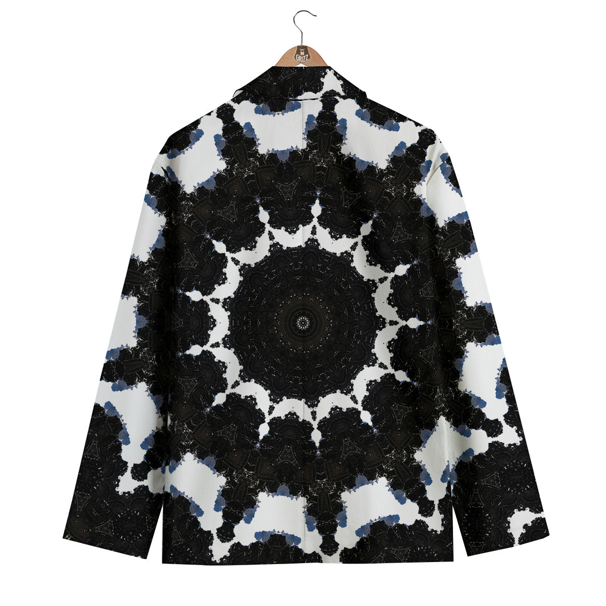 Kaleidoscope White And Black Print Men's Blazer-grizzshop