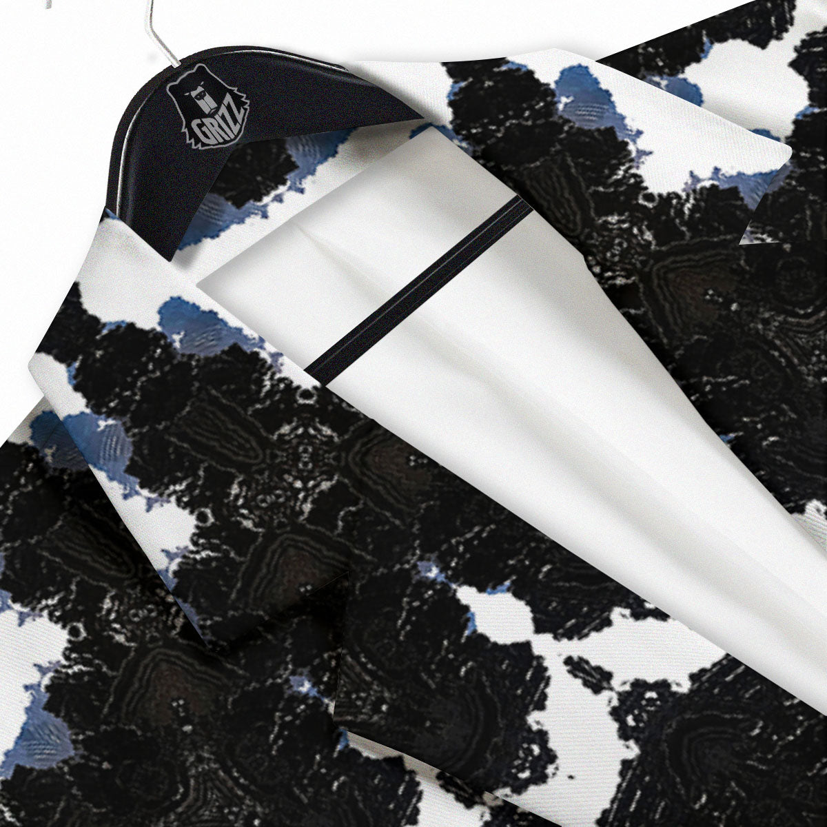 Kaleidoscope White And Black Print Men's Sport Coat-grizzshop