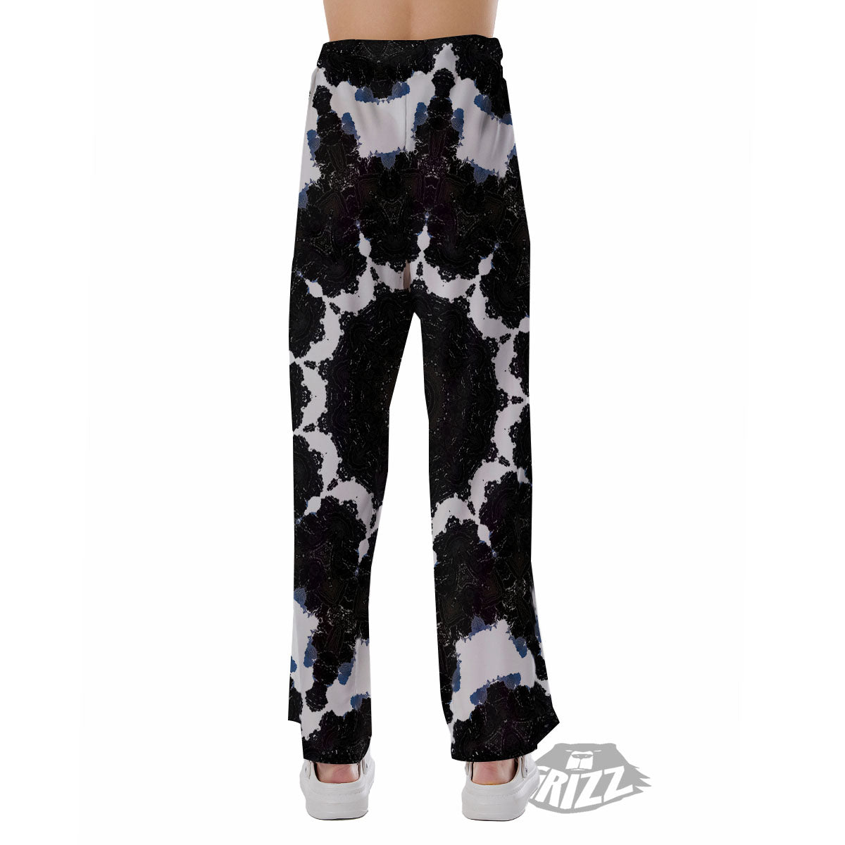 Kaleidoscope White And Black Print Pajama Pants-grizzshop