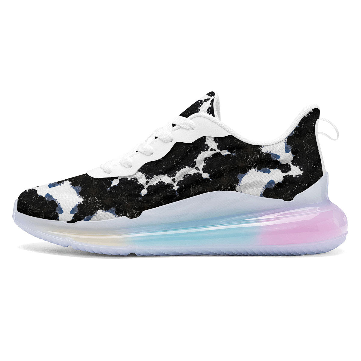 Kaleidoscope White And Black Print Running Sneakers-grizzshop