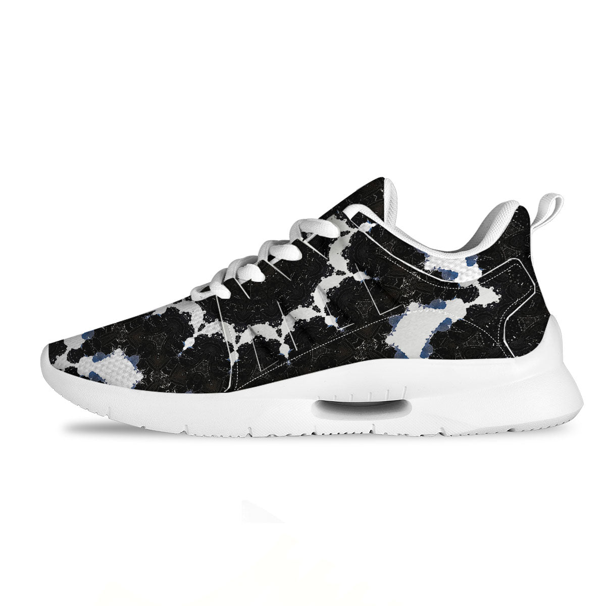 Kaleidoscope White And Black Print Tennis Shoes-grizzshop