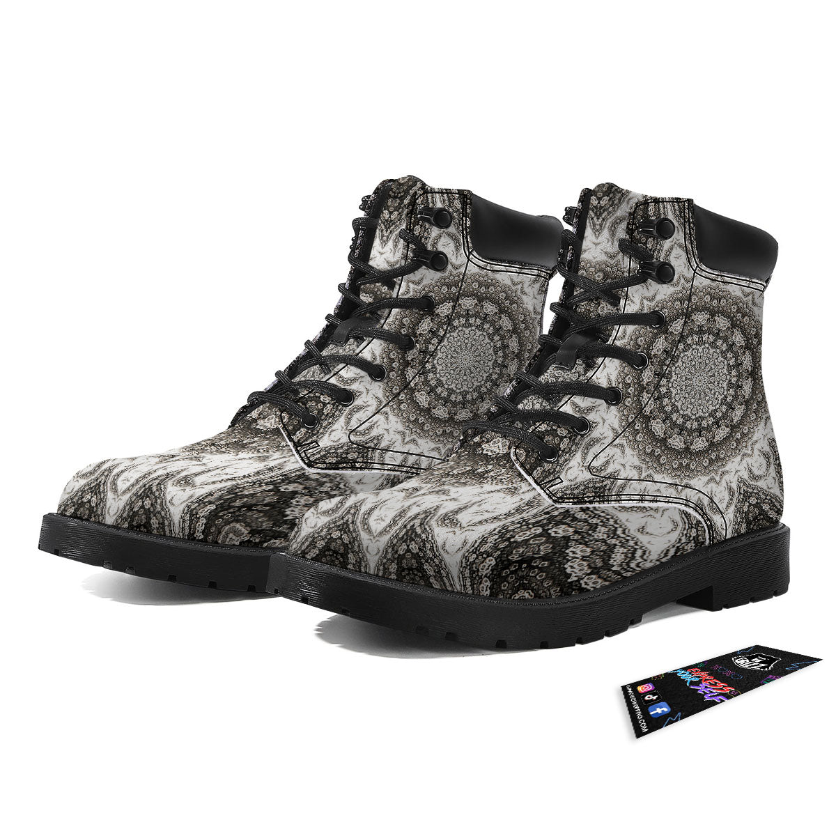 Kaleidoscope White Print Boots-grizzshop