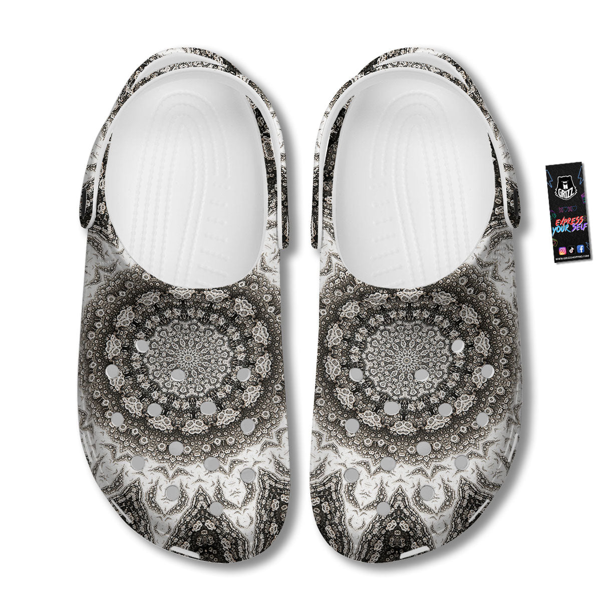 Kaleidoscope White Print Clog-grizzshop