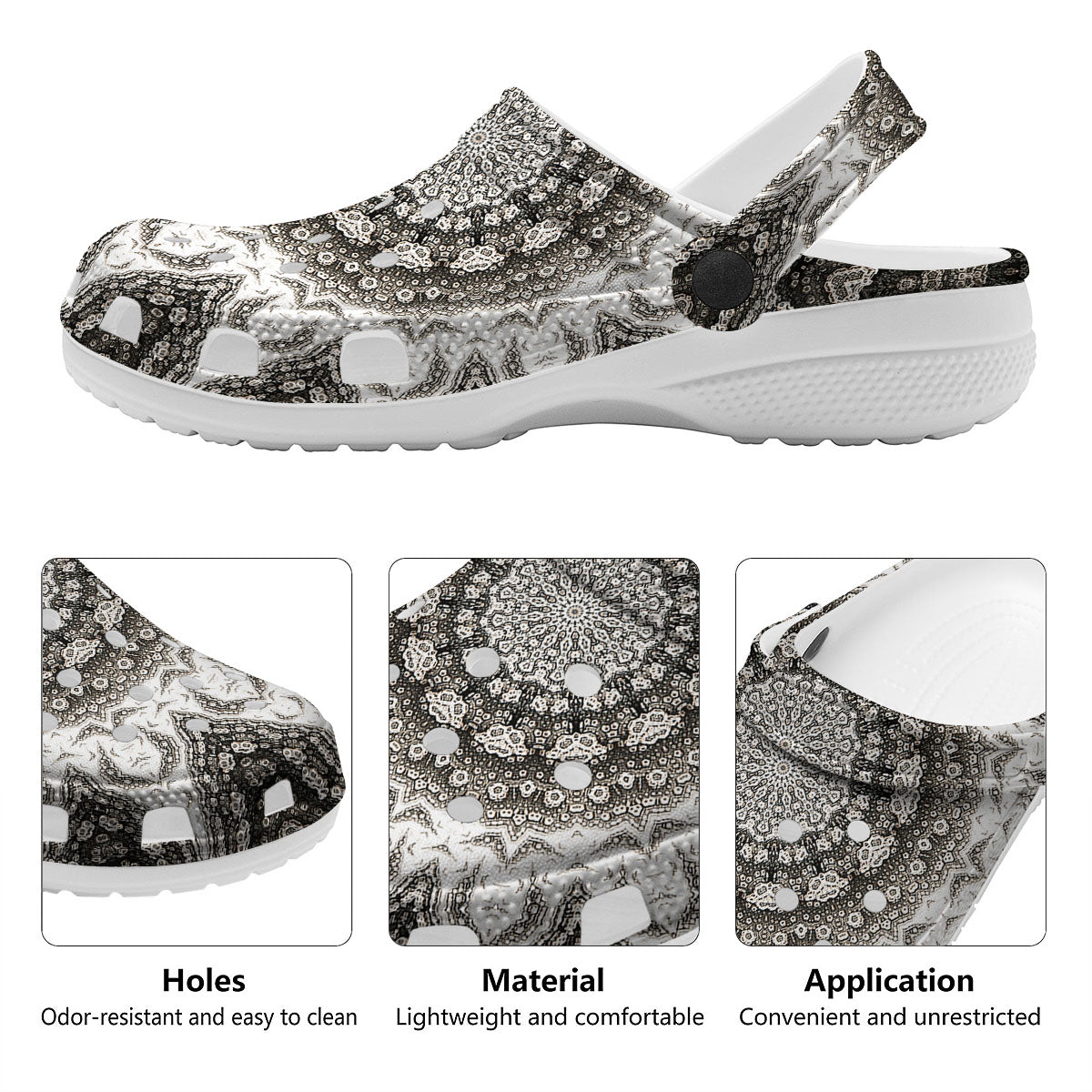 Kaleidoscope White Print Clog-grizzshop