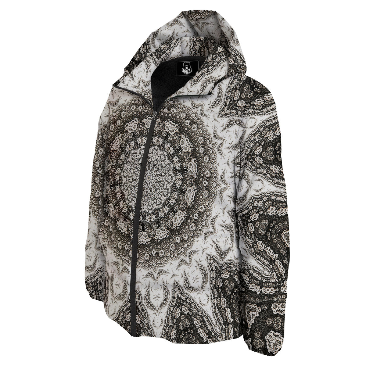 Kaleidoscope White Print Down Jacket-grizzshop