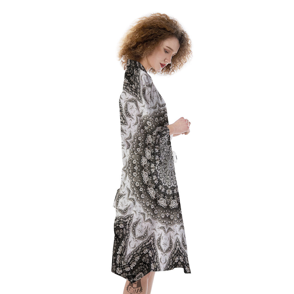 Kaleidoscope White Print Kimono-grizzshop