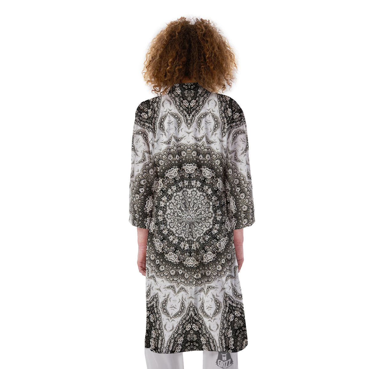 Kaleidoscope White Print Kimono-grizzshop