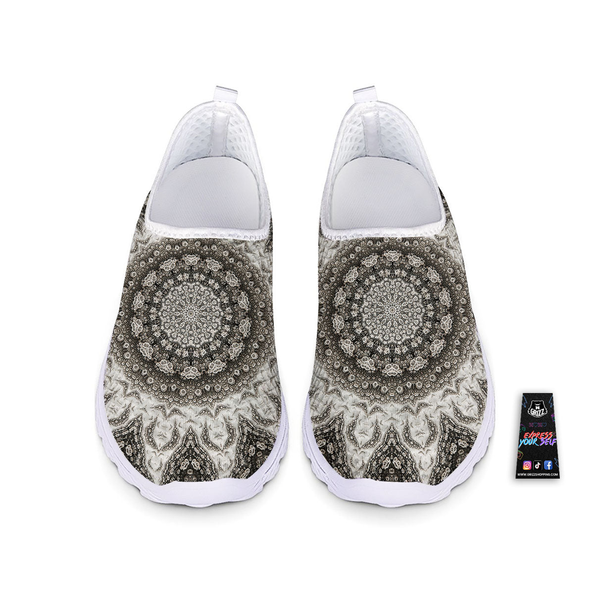 Kaleidoscope White Print Nurse Shoes-grizzshop