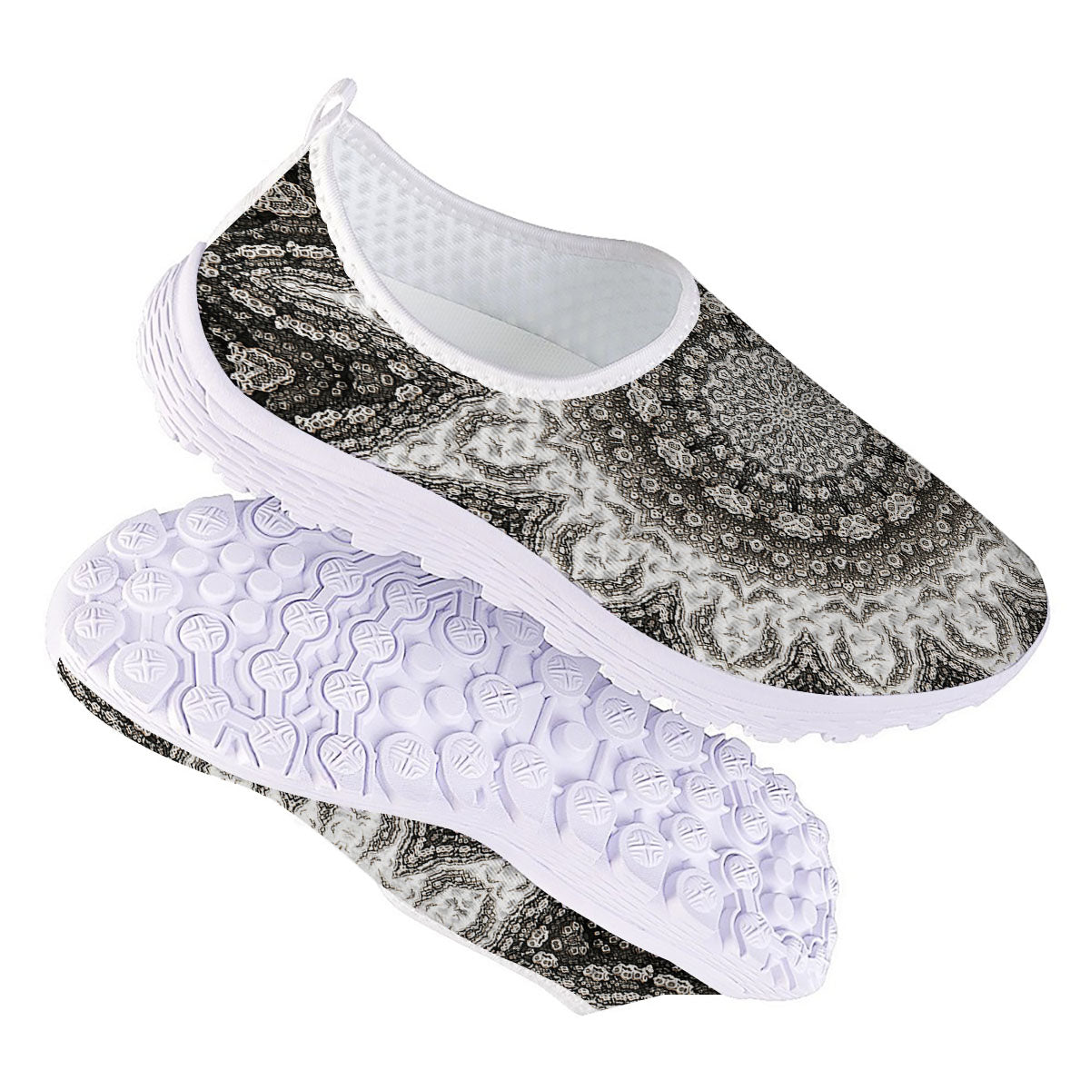 Kaleidoscope White Print Nurse Shoes-grizzshop