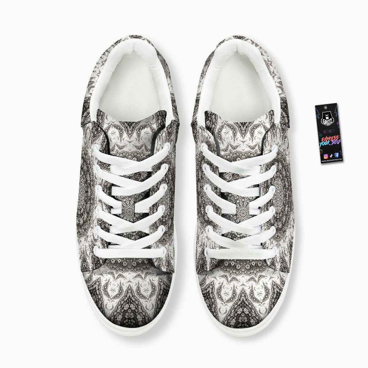 Kaleidoscope White Print Platform Shoes-grizzshop