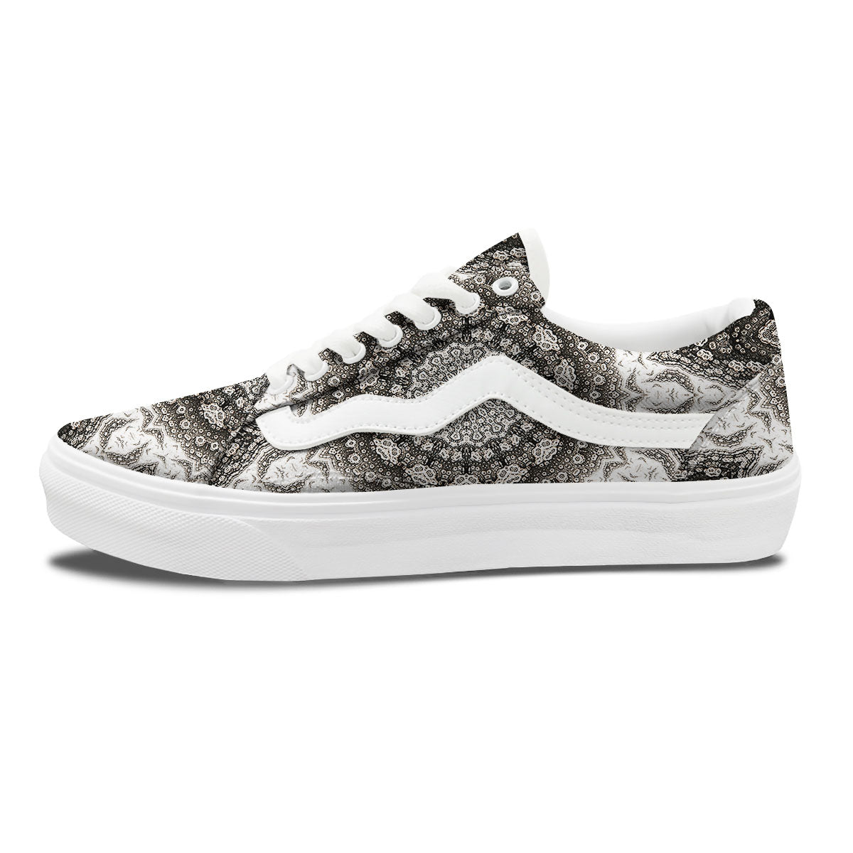 Kaleidoscope White Print Skate Shoes-grizzshop