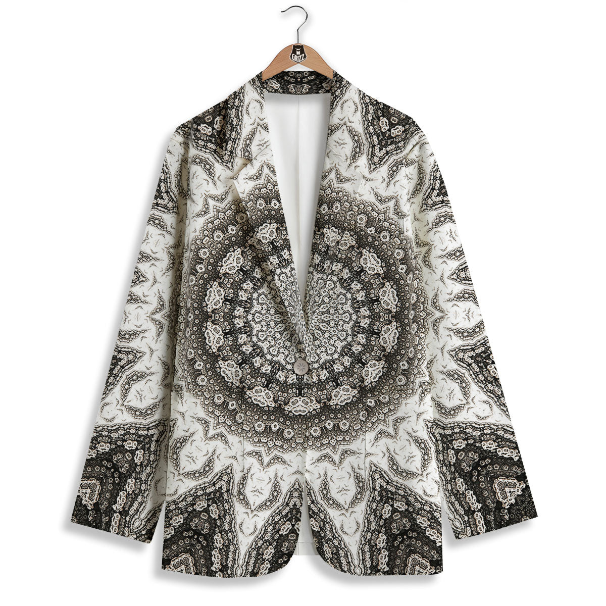 Kaleidoscope White Print Women's Blazer-grizzshop