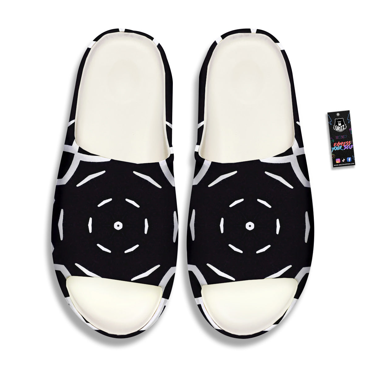 Kaleidoscope Black Print Sandals-grizzshop