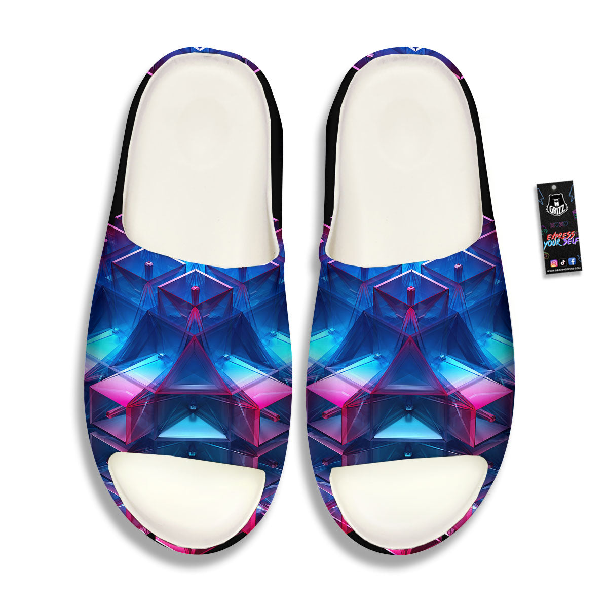 Kaleidoscope Blue And Purple Print Sandals-grizzshop