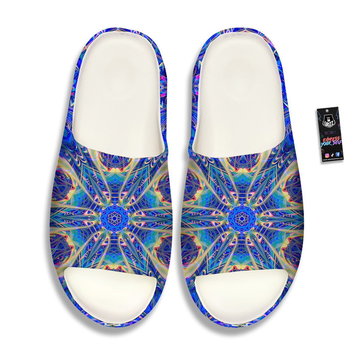 Kaleidoscope Blue Print Sandals-grizzshop