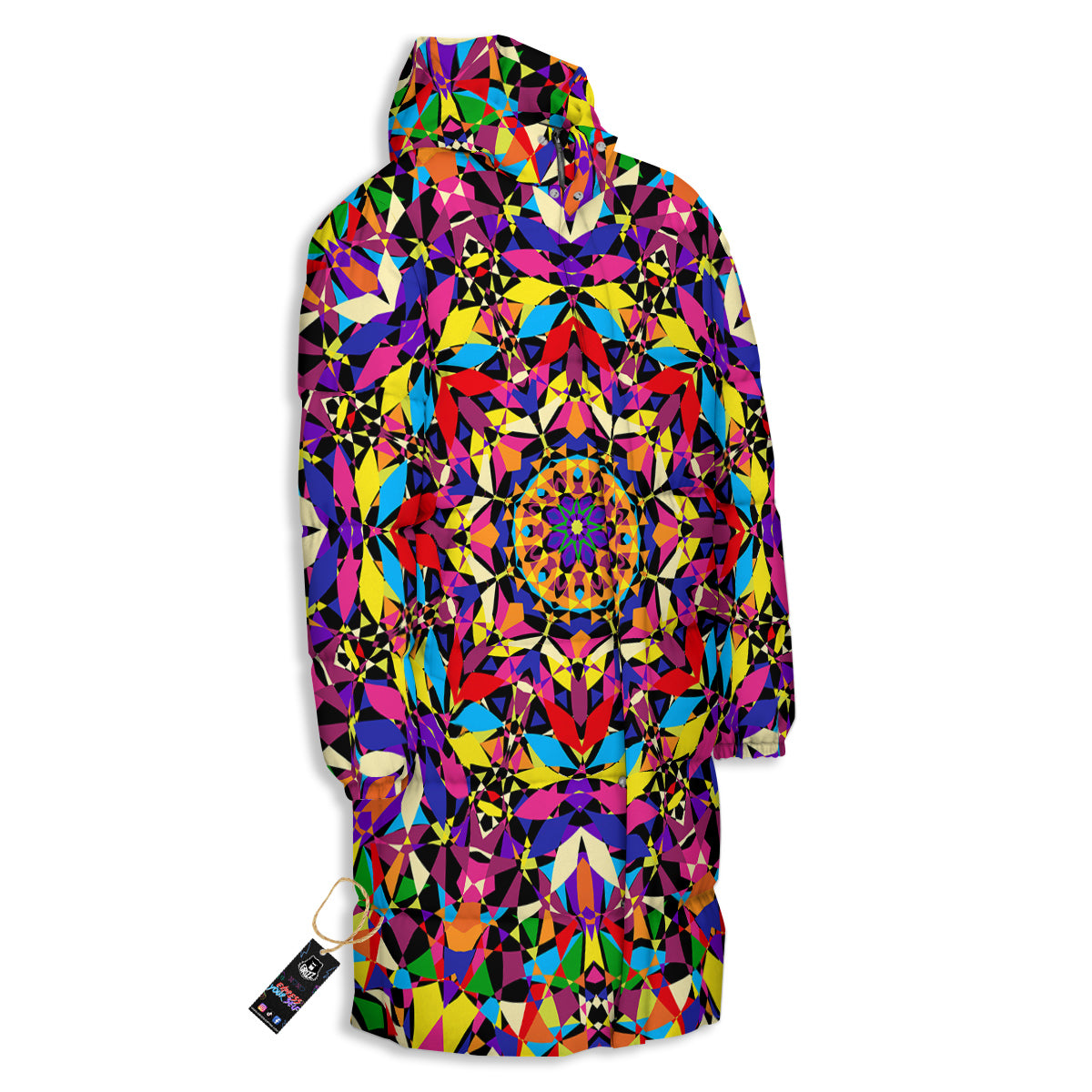 Kaleidoscope Colorful Print Long Down Jacket