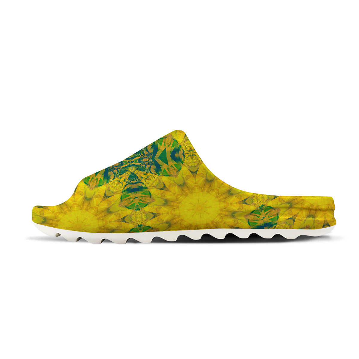 Kaleidoscope Flower Yellow Print Pattern Sandals-grizzshop