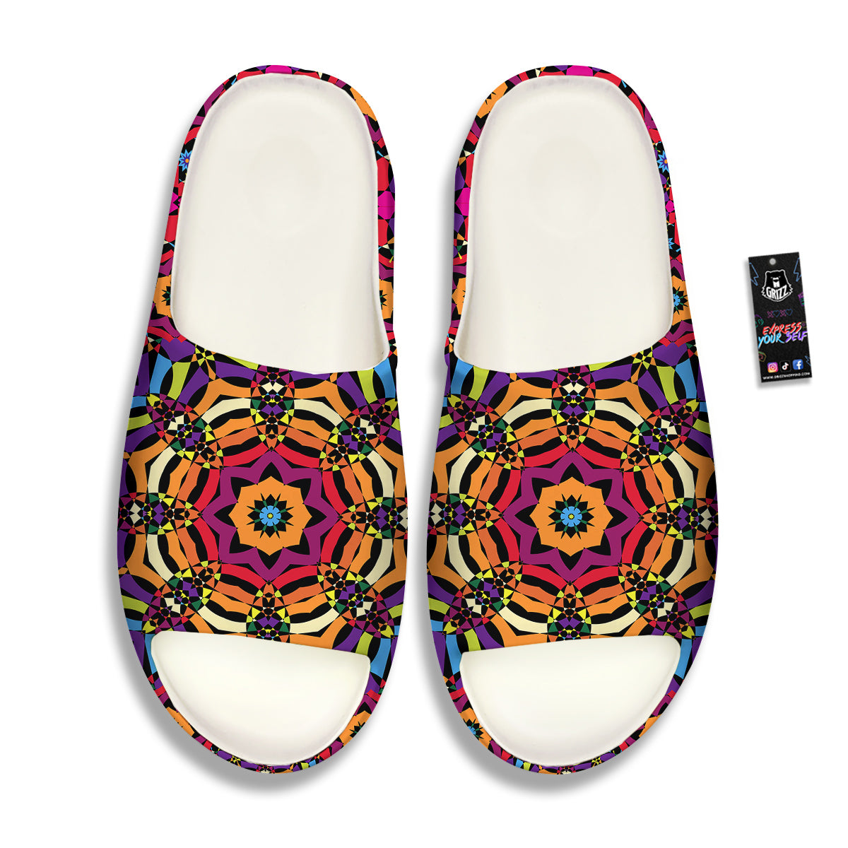 Kaleidoscope Psychedelic Colorful Print Sandals-grizzshop