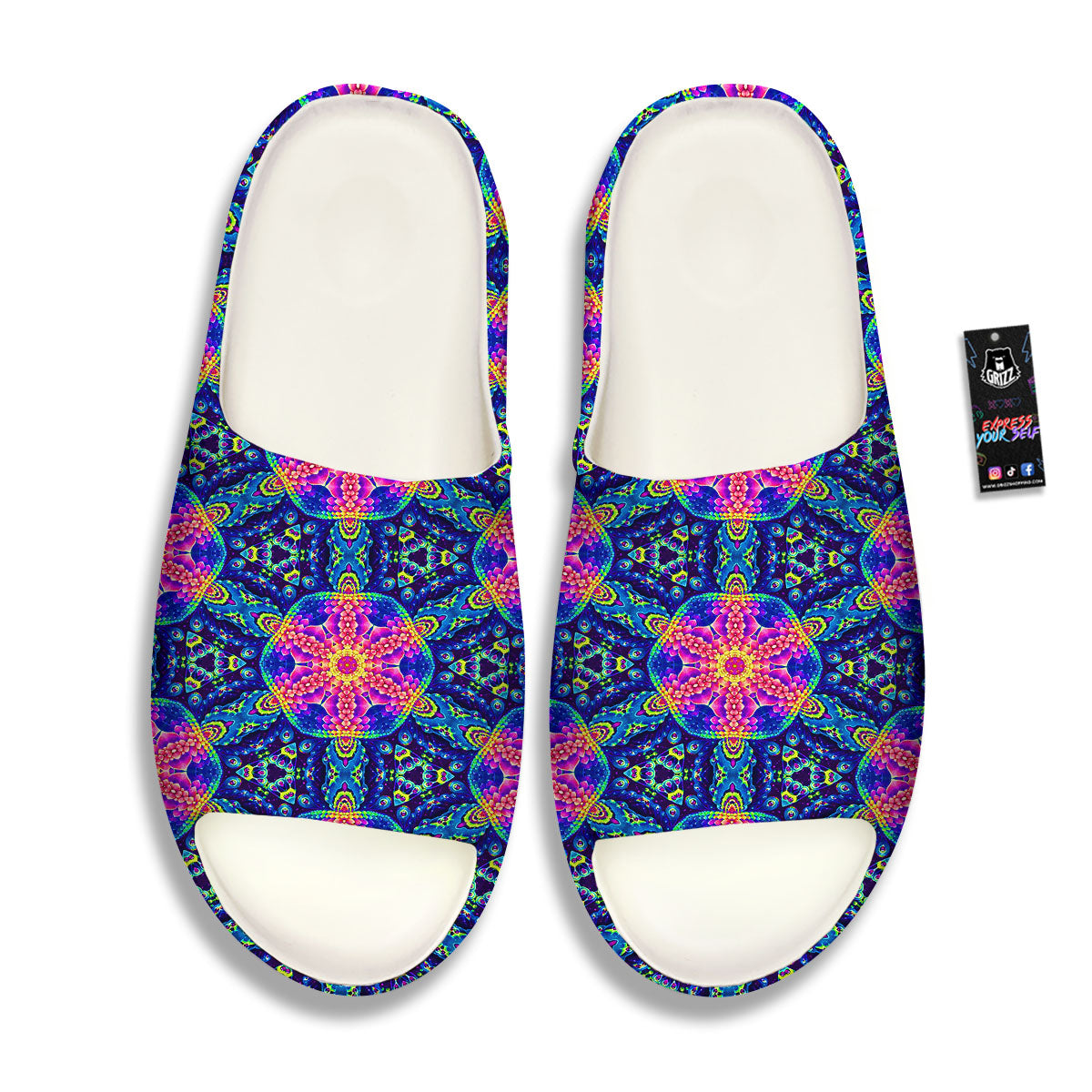 Kaleidoscope Psychedelic Print Pattern Sandals-grizzshop