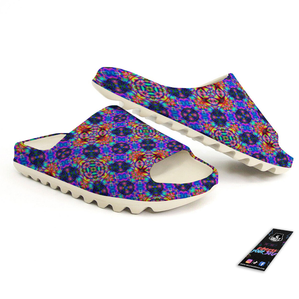 Kaleidoscope Rainbow Print Pattern Sandals-grizzshop