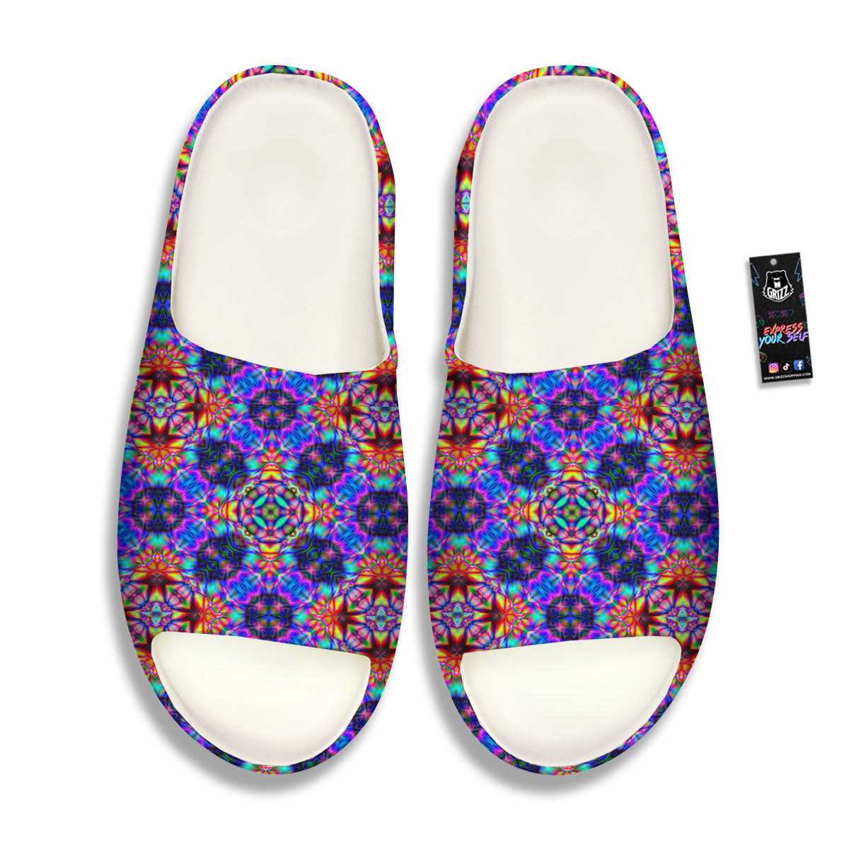 Kaleidoscope Rainbow Print Pattern Sandals-grizzshop