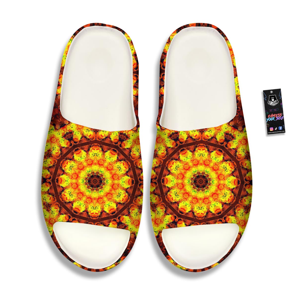 Kaleidoscope Sun Fire Print Sandals-grizzshop