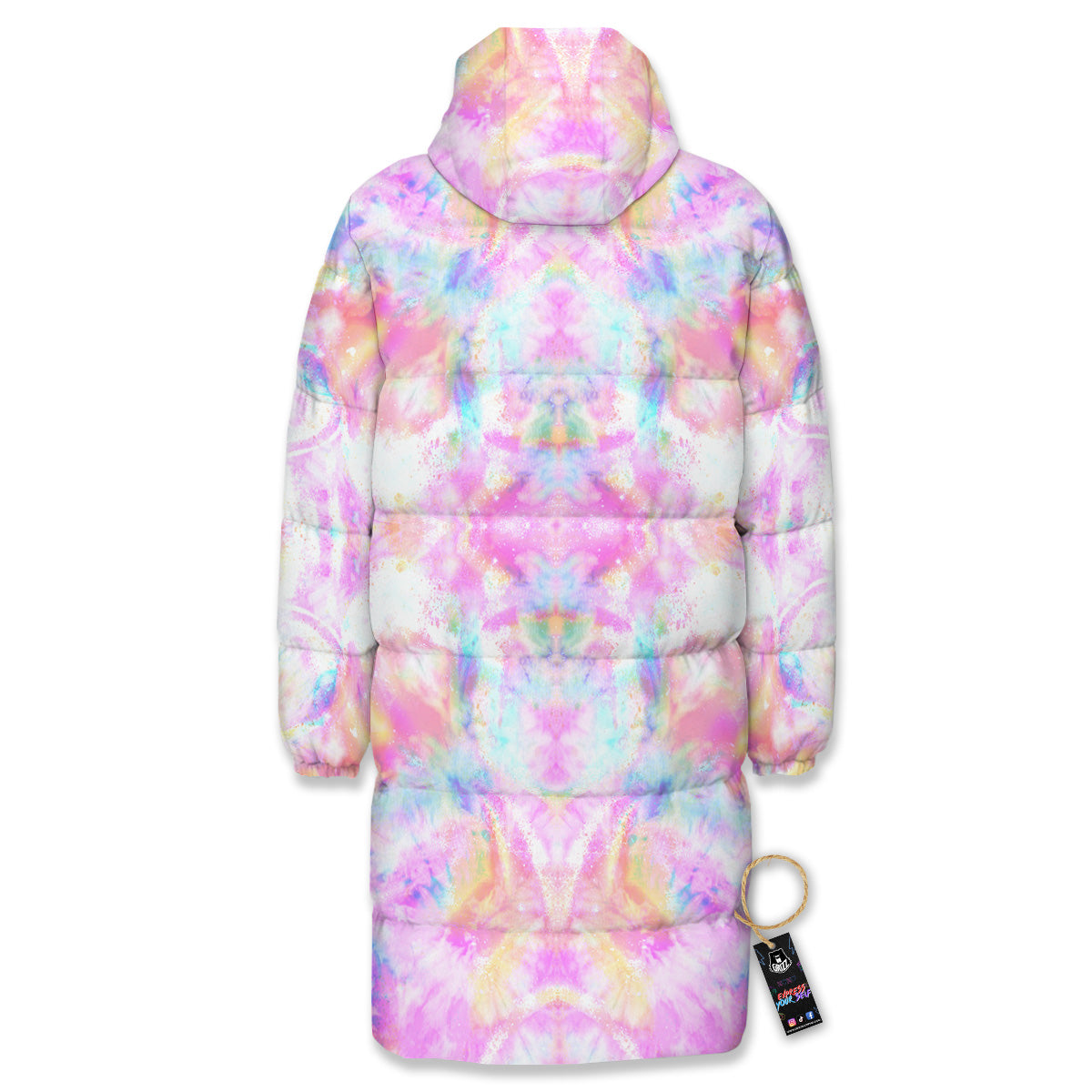 Kaleidoscope Tie Dye Pastel Print Pattern Long Down Jacket