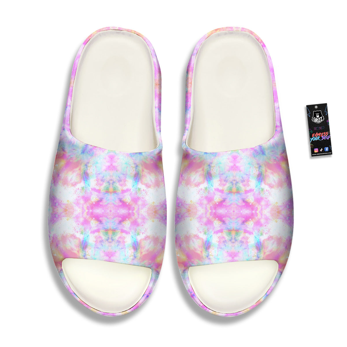 Kaleidoscope Tie Dye Pastel Print Pattern Sandals-grizzshop