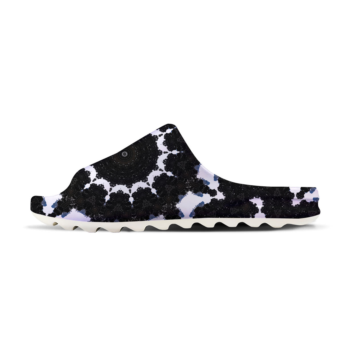 Kaleidoscope White And Black Print Sandals-grizzshop