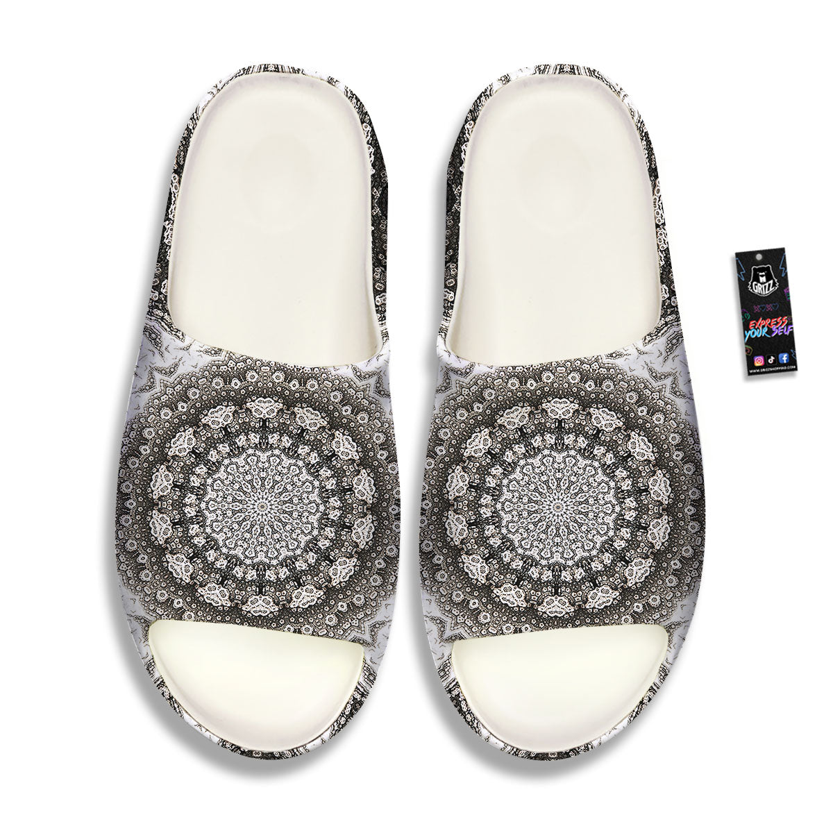 Kaleidoscope White Print Sandals-grizzshop