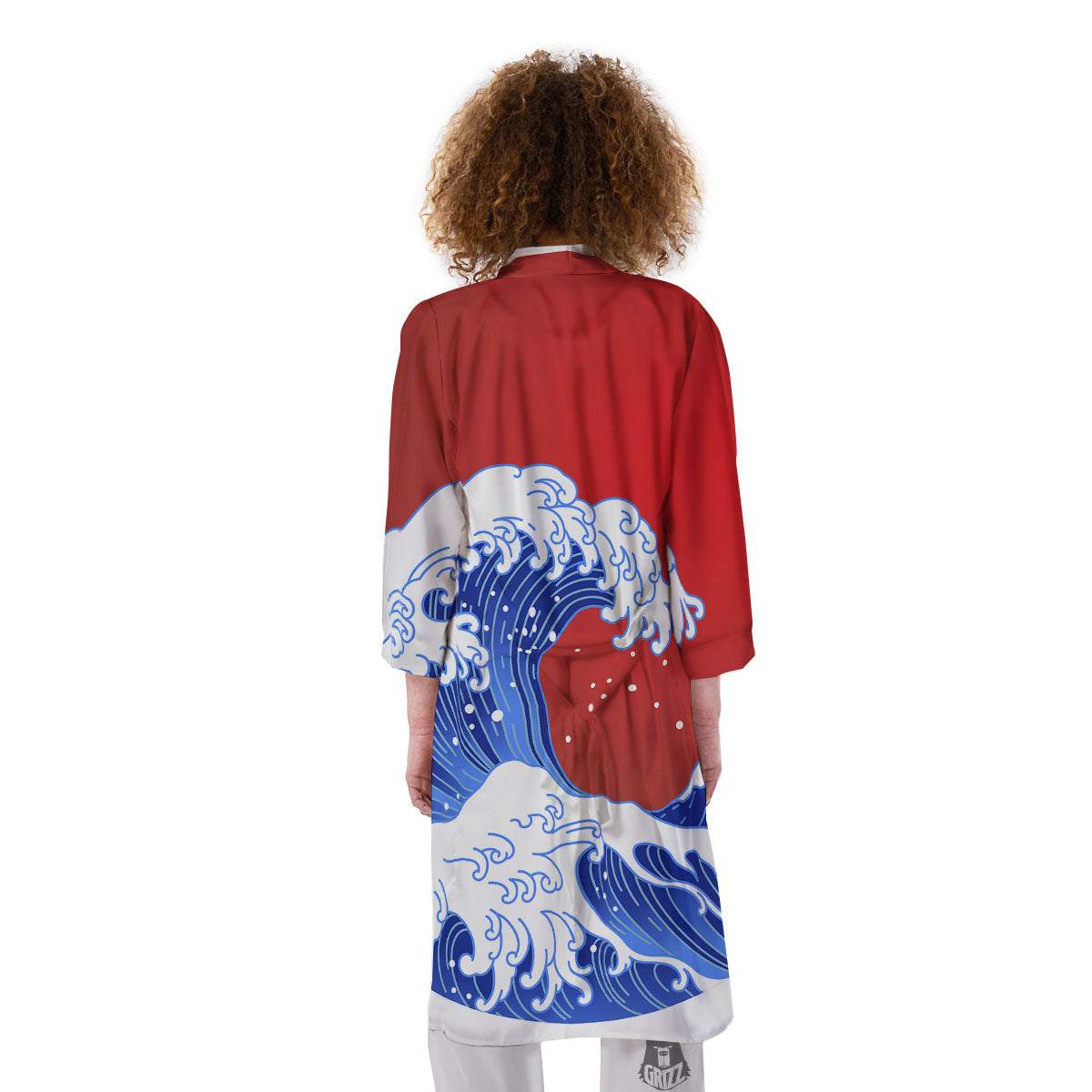 Kanagawa Wave Japanese Print Kimono-grizzshop