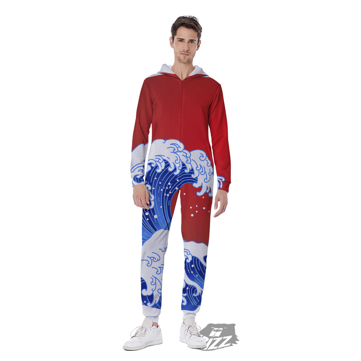 Kanagawa Wave Japanese Print Men's Jumpsuit-grizzshop