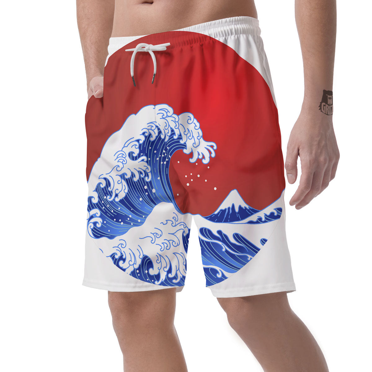 Kanagawa Wave Japanese Print Men's Shorts-grizzshop