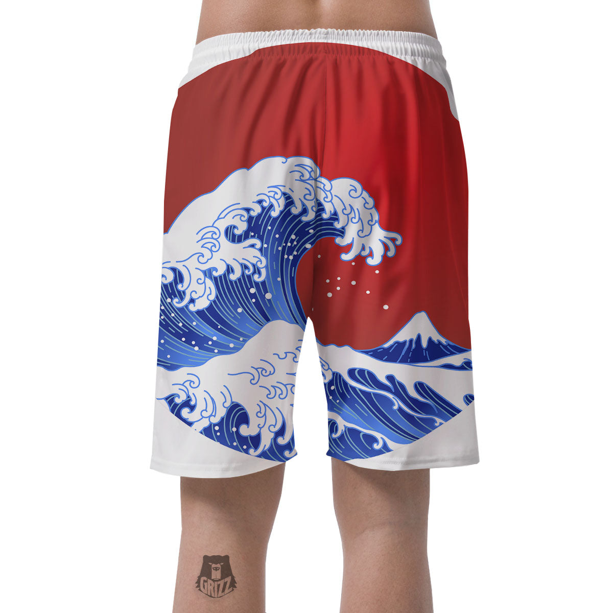 Kanagawa Wave Japanese Print Men's Shorts-grizzshop