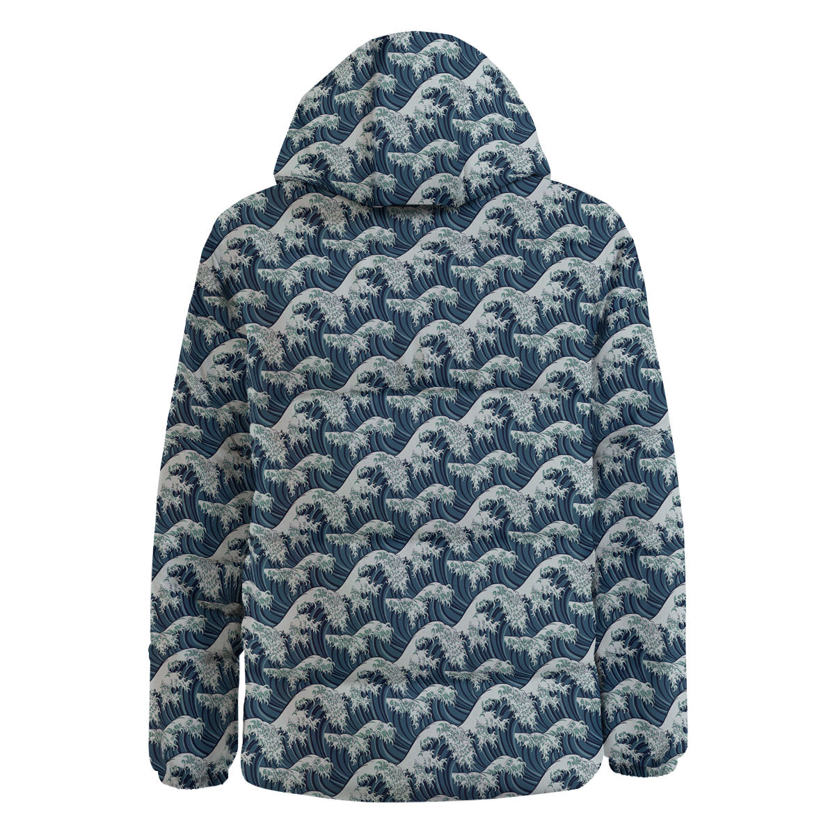 Kanagawa Wave Japanese Print Pattern Down Jacket-grizzshop