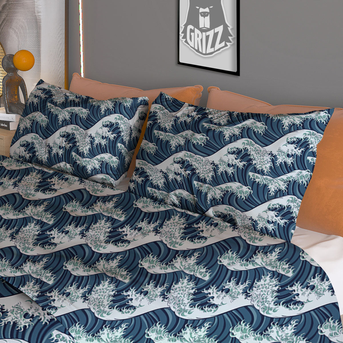 Kanagawa Wave Japanese Print Pattern Duvet Cover Bedding Set